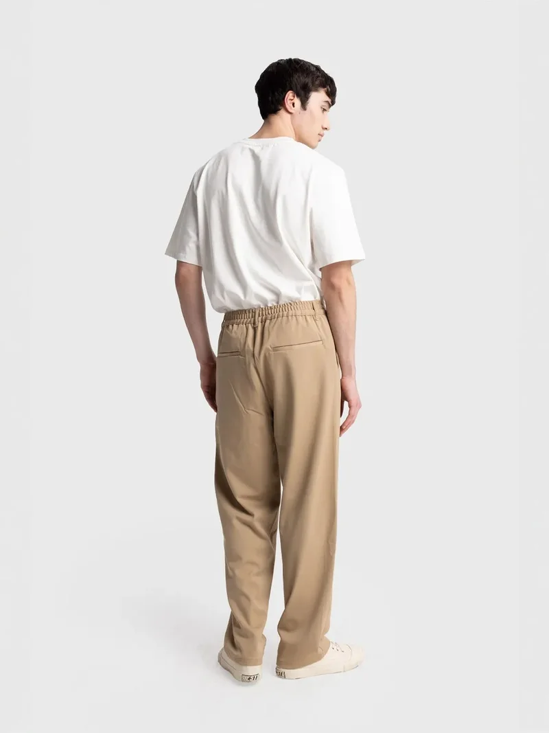 Giesto Tan Natural GIESTO Pleated Straight Leg Pants for Men | Best Price UAE
